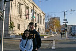 Tina and I standing in front of the Asian Art Museum at the Civic Center Plaza