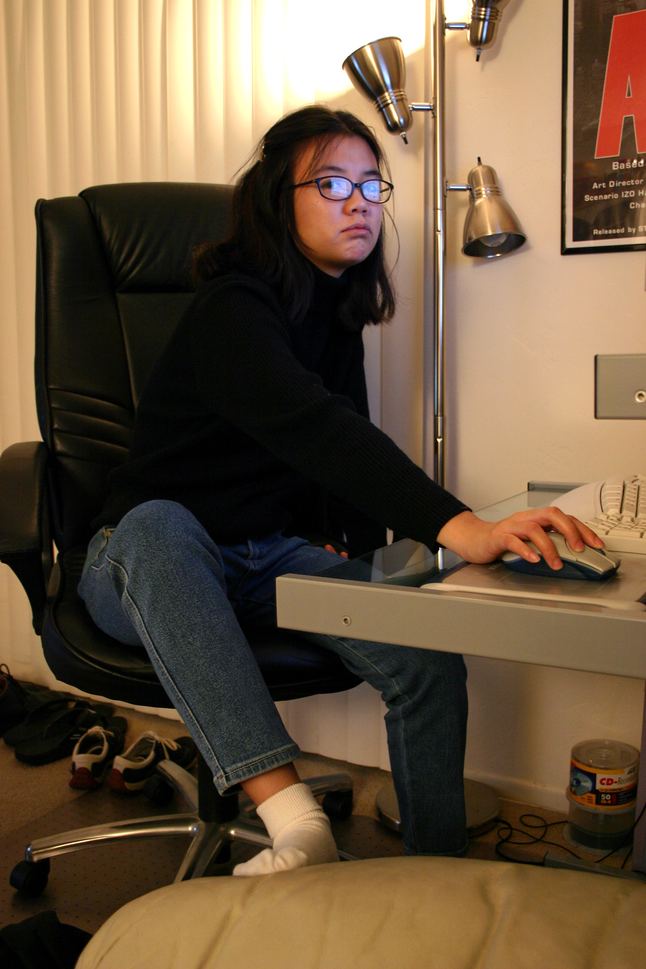 Tina at the computer