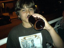 Kid drinking beer- Root beer