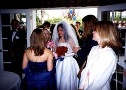 Angie chatting after the wedding