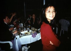 Tina posing in front of the bridal table