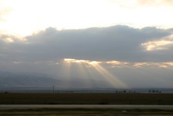 Okay, enough with the religous posters; but the God rays did look cool in real life.