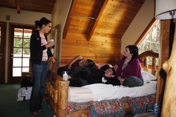 The girls getting ready to pillow fight